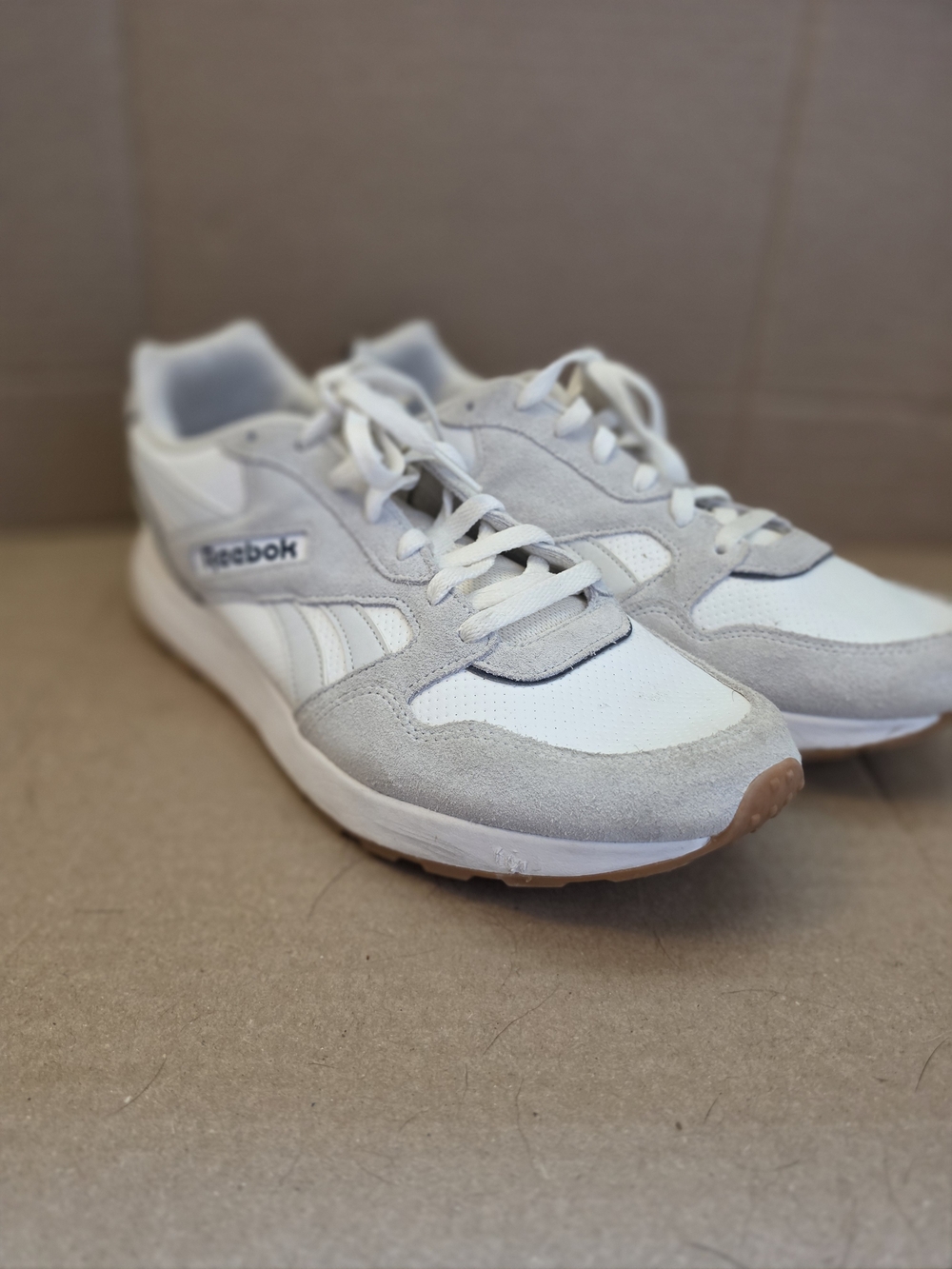 Reebok Men's White and Light Gray Classic Running Sneakers